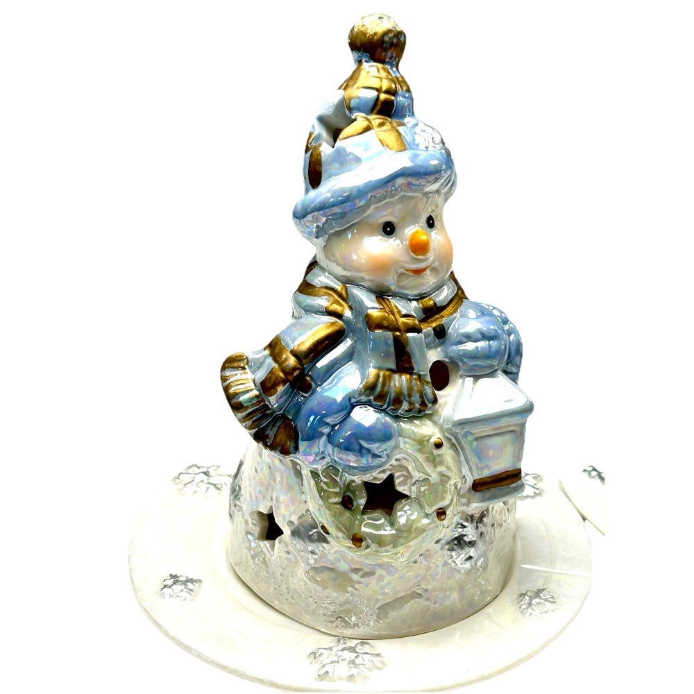 Vtg Design Inspirations‎ 2 Snowman Tea Light Holder Set Christmas 2002 Luminary - Picture 4 of 9